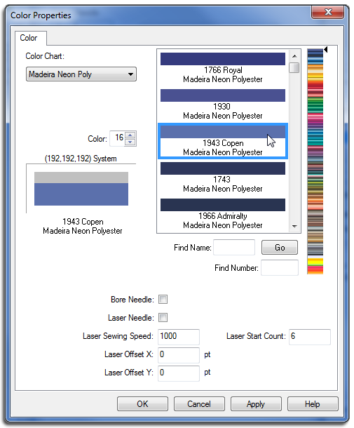 Needle Color Chart